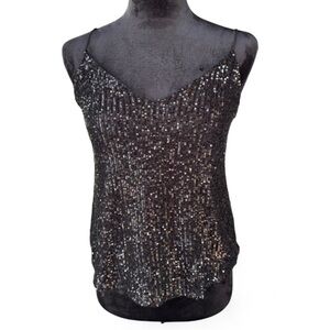 Chocolate Black Sequin Tank Top